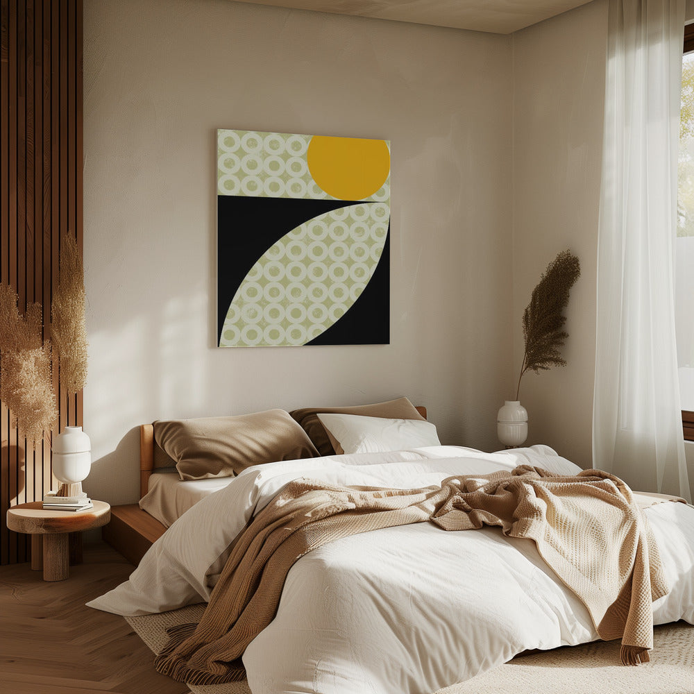 Geometrische Formen mit einem kräftigen gelben Kreis | Leinwand