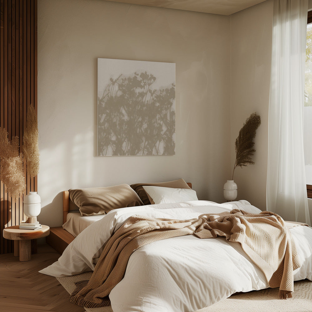 Wilde Wiese in Ocker und Weiß | Leinwand