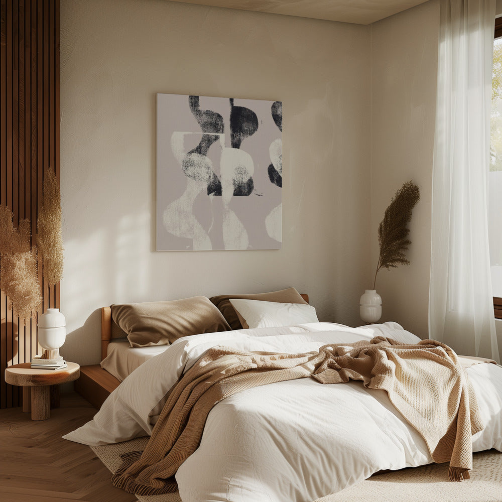 Tango – Organische Formen in Schwarz und Beige | Leinwand