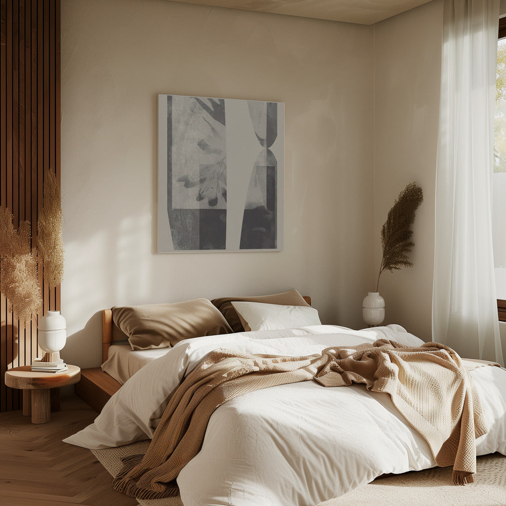 Neutrale organische Formen in Taupe und Weiß | Leinwand