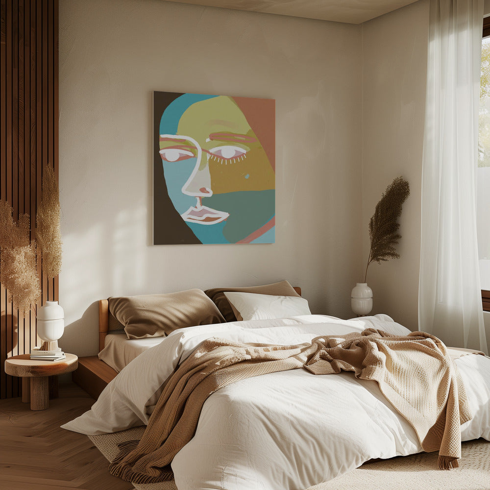 Abstraktes Liniengesicht | Leinwand