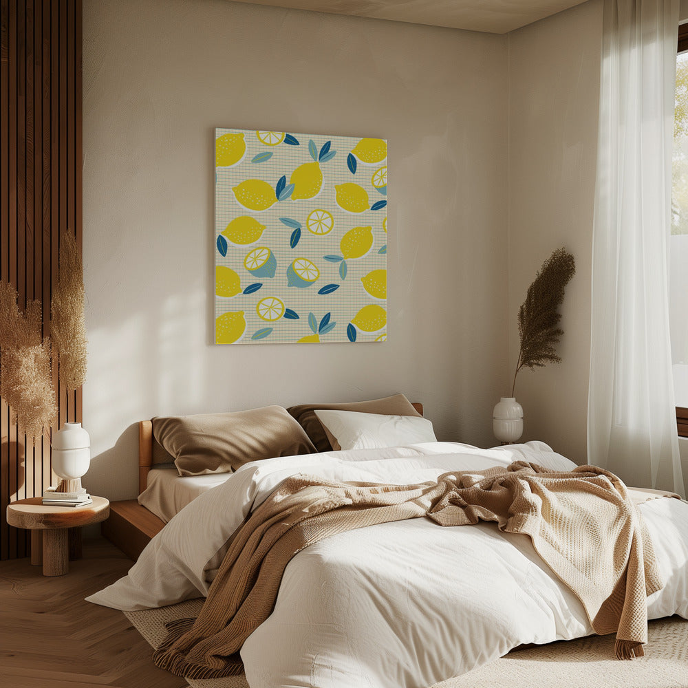 Frische Zitronen Kariert Sonnig | Leinwand