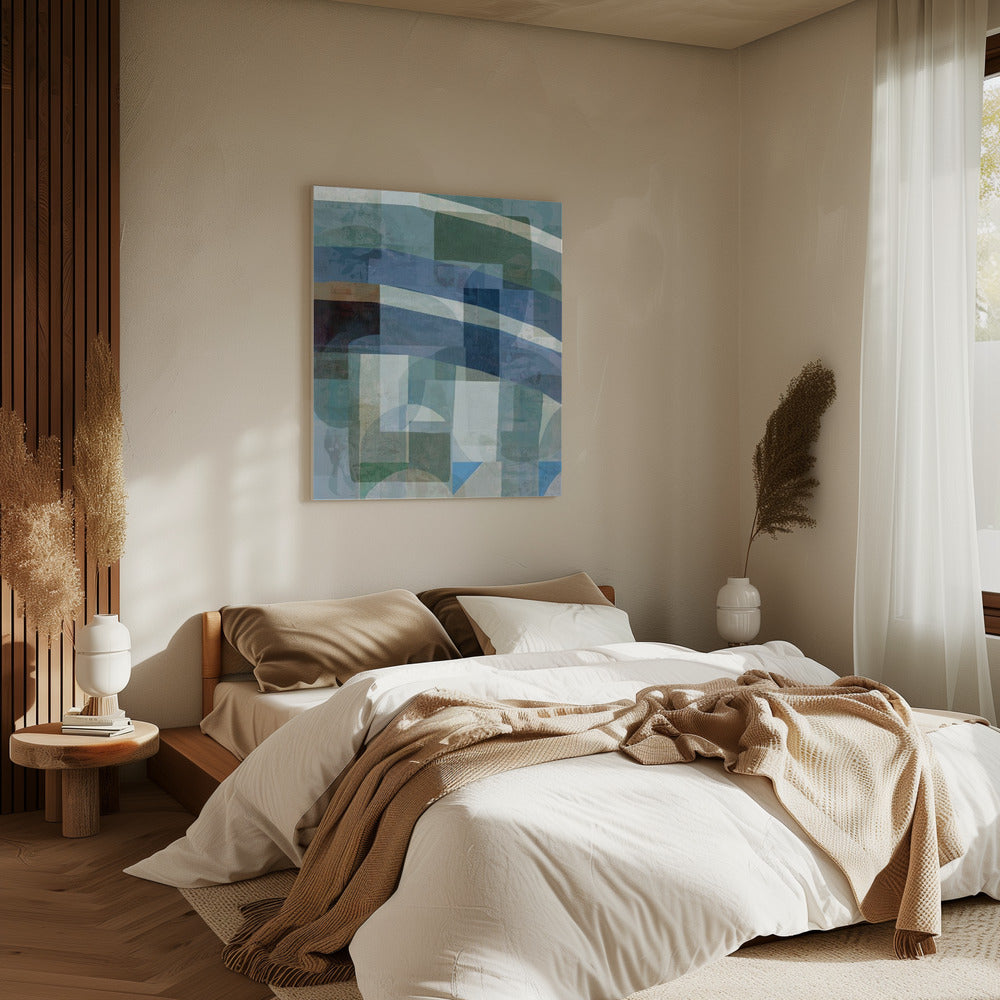 Abstrakte blaue und neutrale Formen 1 | Leinwand