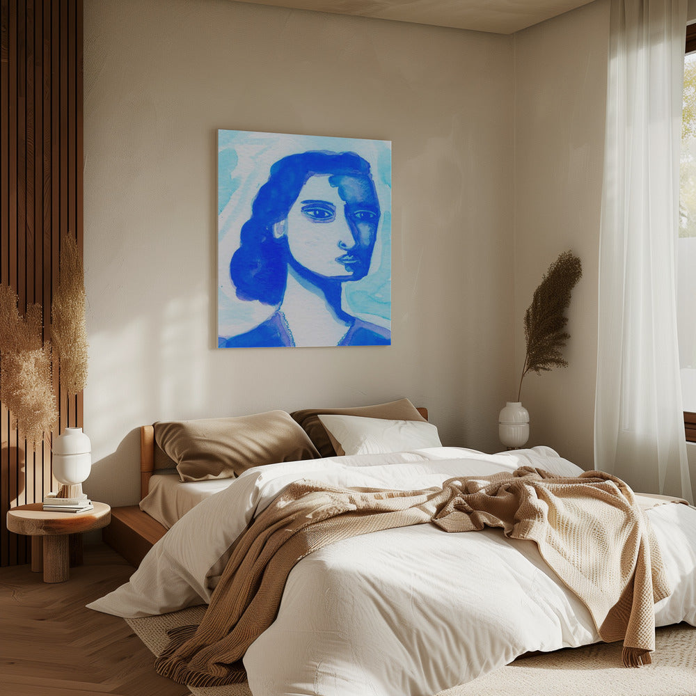 Der tiefe Denker blau | Leinwand