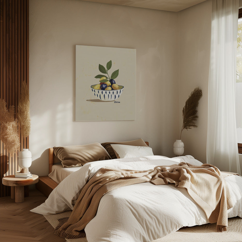 Schale mit Oliven | Leinwand