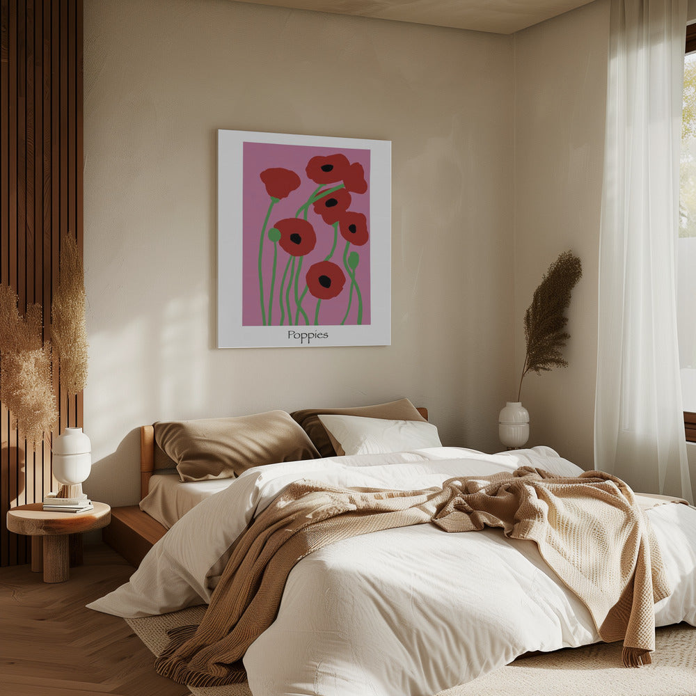 Mohnblumen rosa und rot | Leinwand