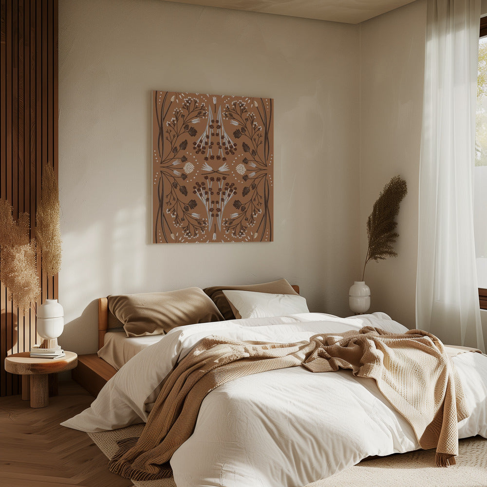 Folk Mirrored Botanicals - Erdtöne | Leinwand