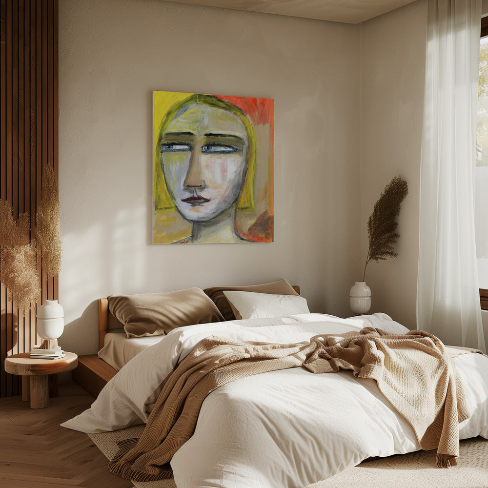 Dame mit zusammengekniffenen Augen | Leinwand