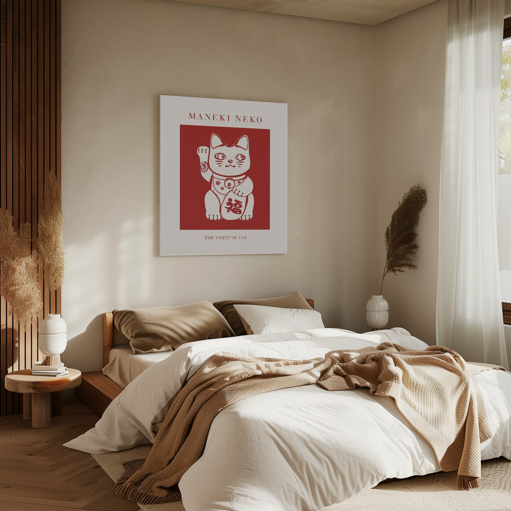 Maneki-Neko Katze Rot | Leinwand