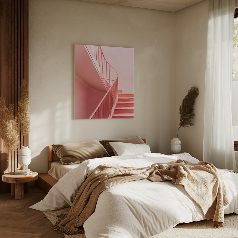 Pink Steps Cannes | Architektonischer Minimalismus | Leinwand