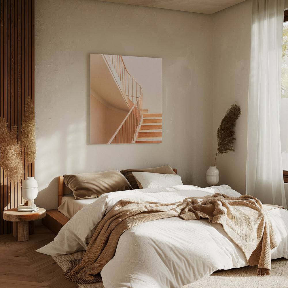 Orangefarbene Stufen | Architektonischer Minimalismus | Leinwand