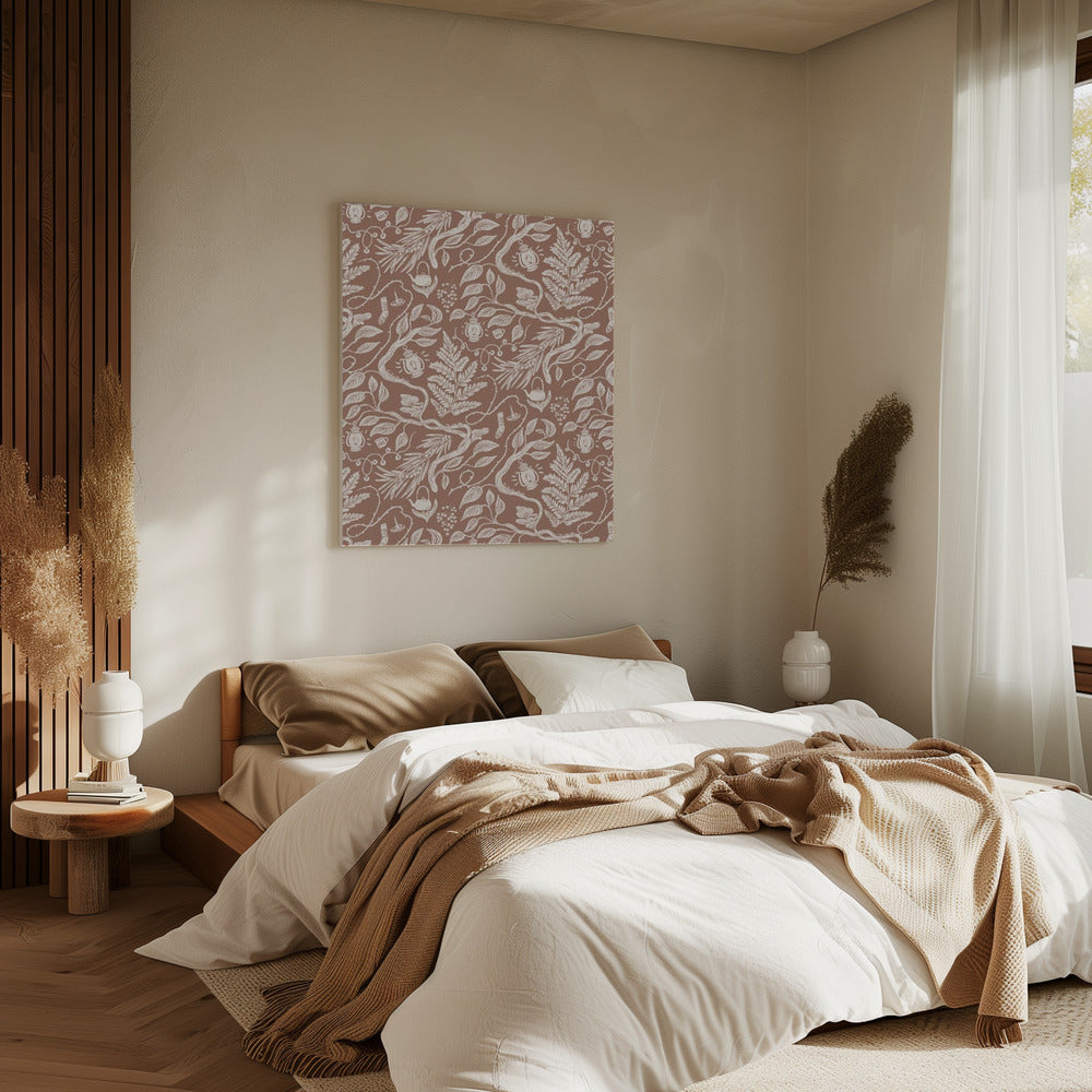 Cabincore Szenenmuster - Mokka-Mousse | Leinwand
