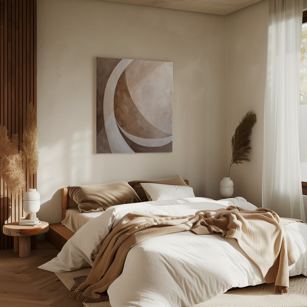 Abstract Art Beige Brown Geo Abstract | Canvas