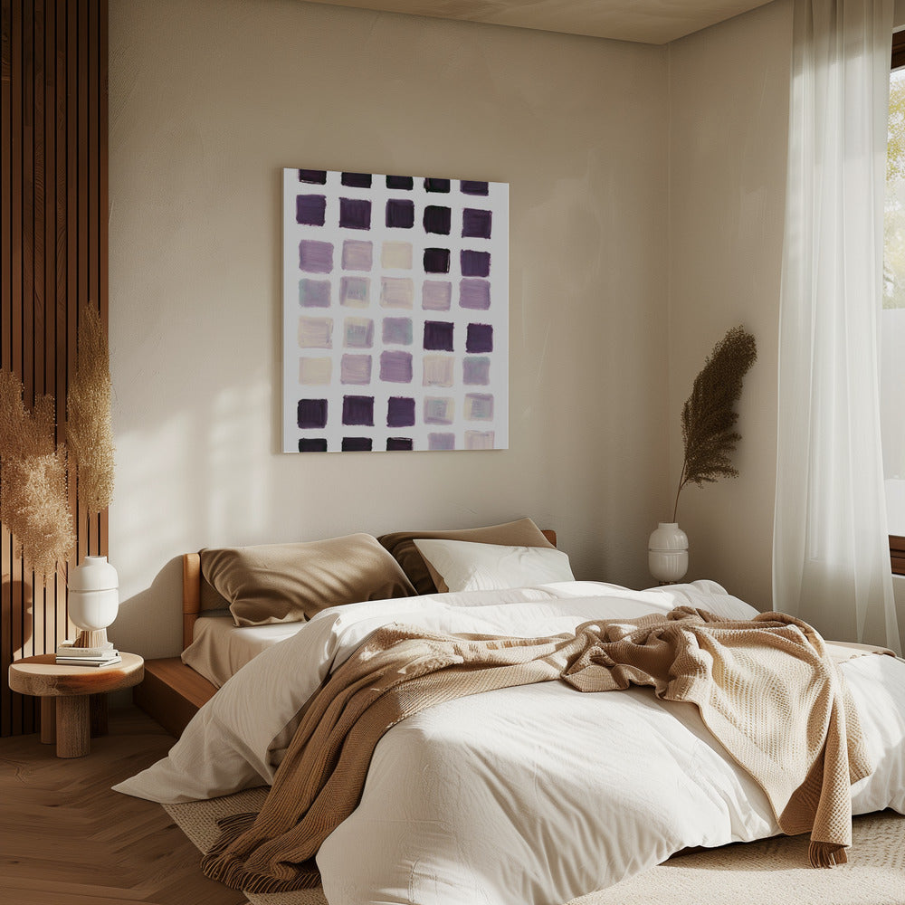 Lila karierter quadratischer Druck | Leinwand