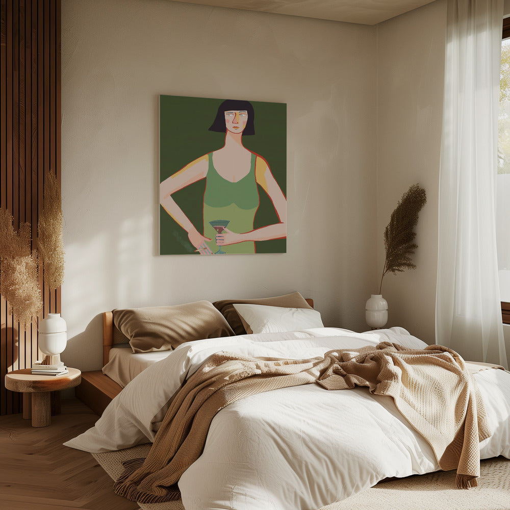 Lady with cocktail | Canvas