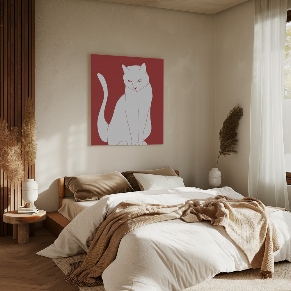 Weiße und rote Katze | Leinwand
