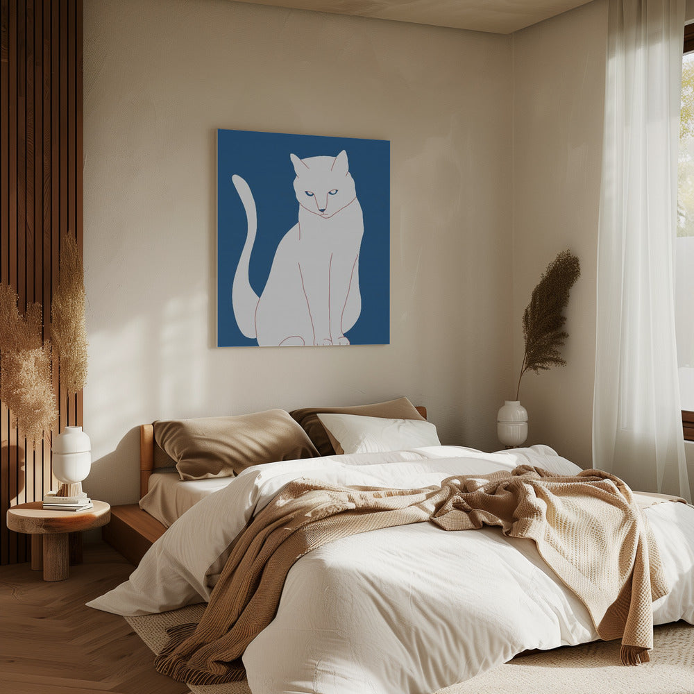 Weiße und blaue Katze | Leinwand