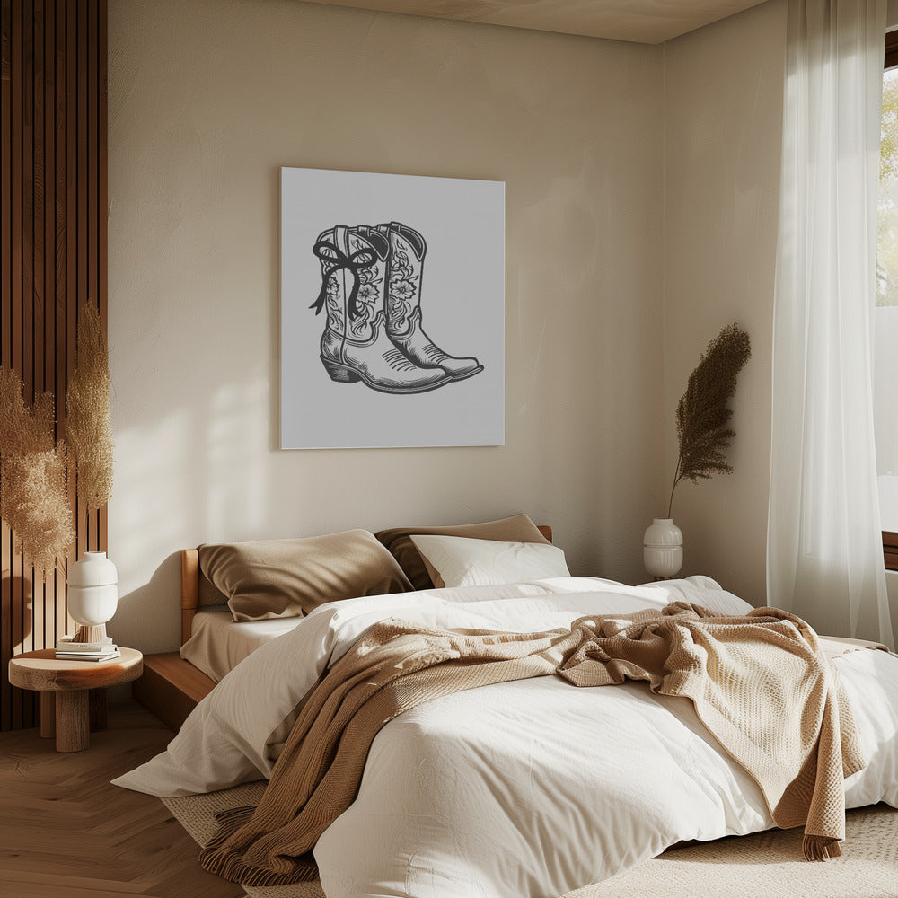 Schwarze Cowgirlstiefel mit Schleife | Canvas