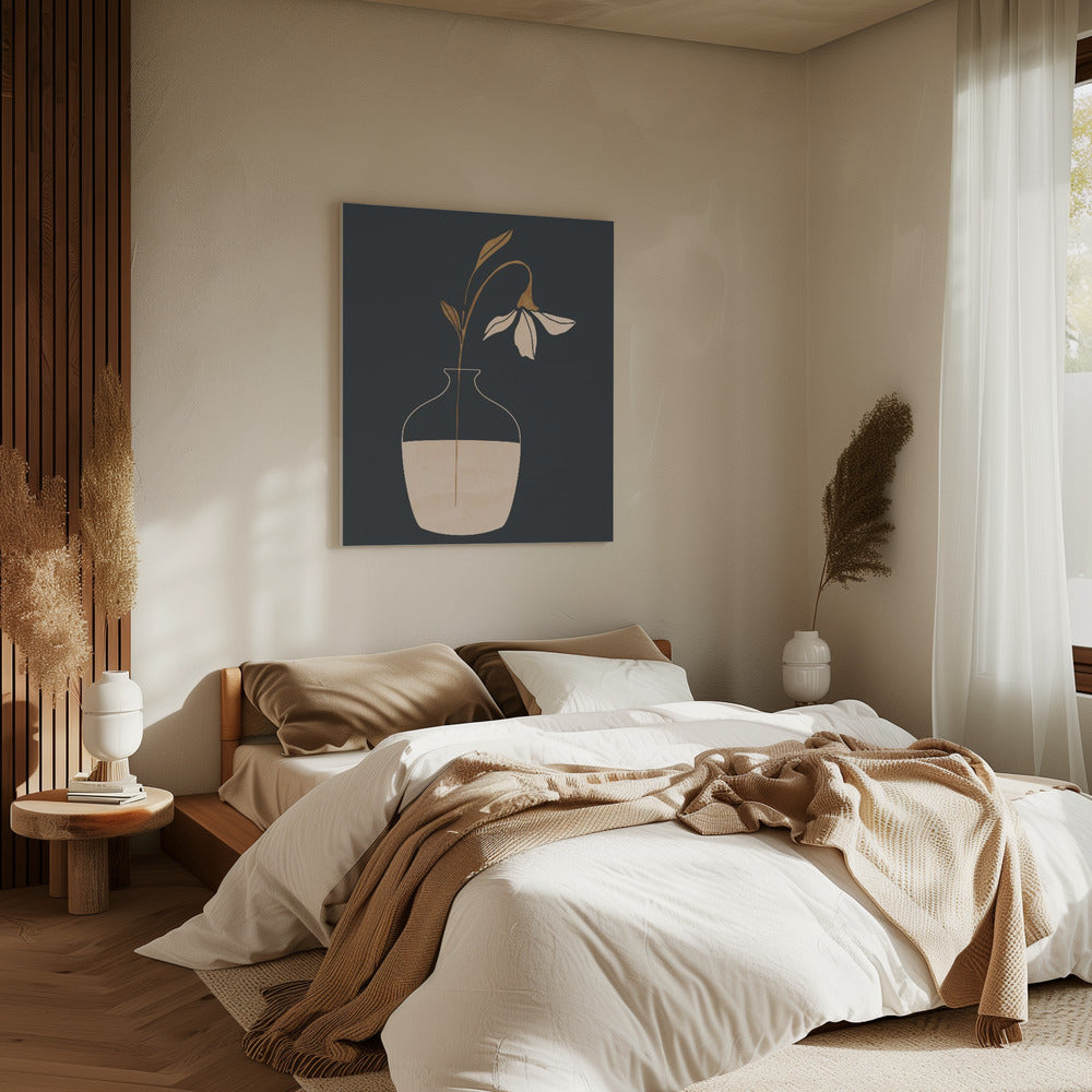 Minimale abstrakte Kunst Vase Blume | Leinwand