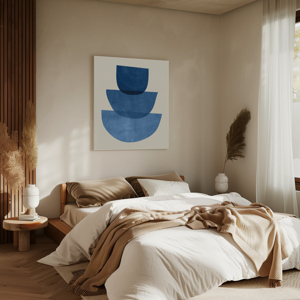 Geometrische abstrakte Formen Blau | Leinwand