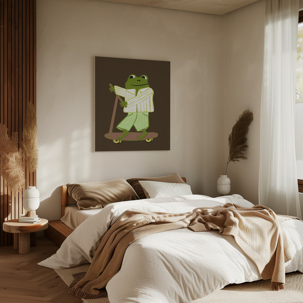 Frog on scooter | Canvas