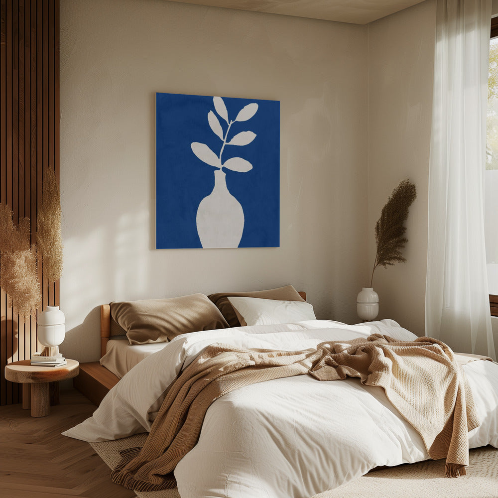 Weiße Vase und Blätter | Leinwand