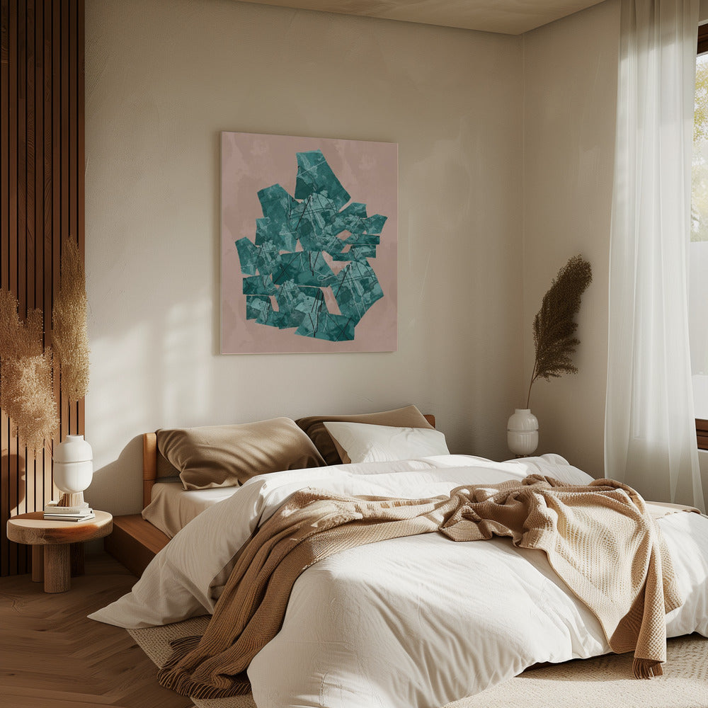 Green Geometric Shapes With Textured Patterns | Canvas