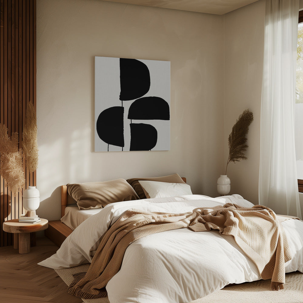 Minimalistische schwarze abstrakte Formen | Leinwand