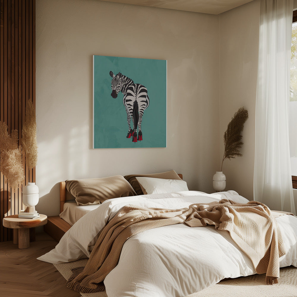 Zebra in High Heels blaugrün | Leinwand