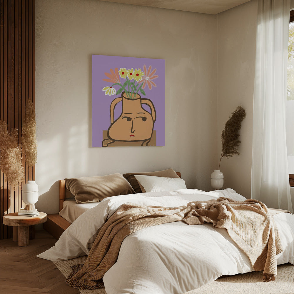Dame in Vase mit Blumen | Leinwand