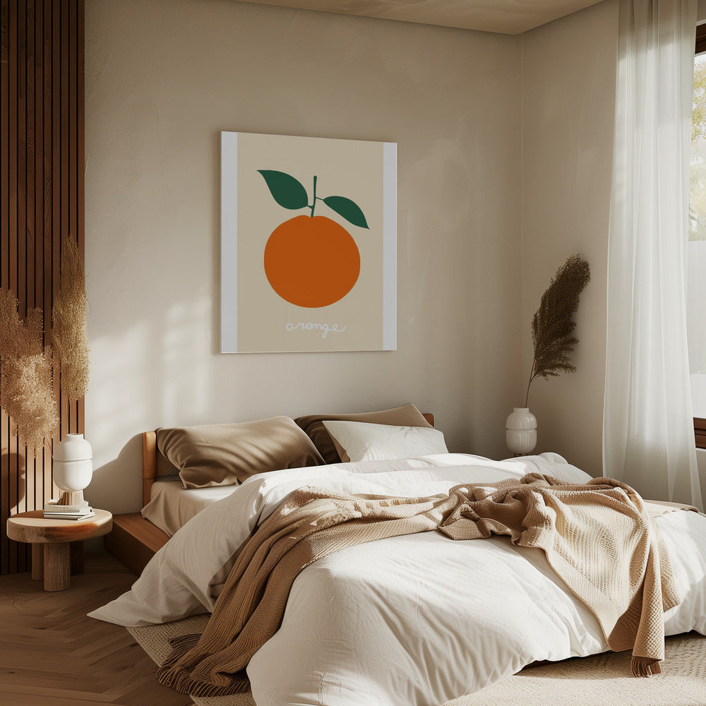 Stylized Orange With Dark Green Leaves | Canvas