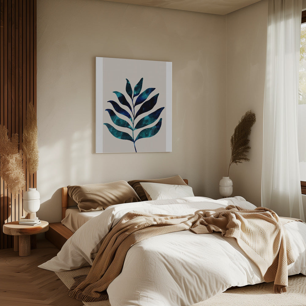 Botanical Design With Dark Blue Watercolor | Canvas