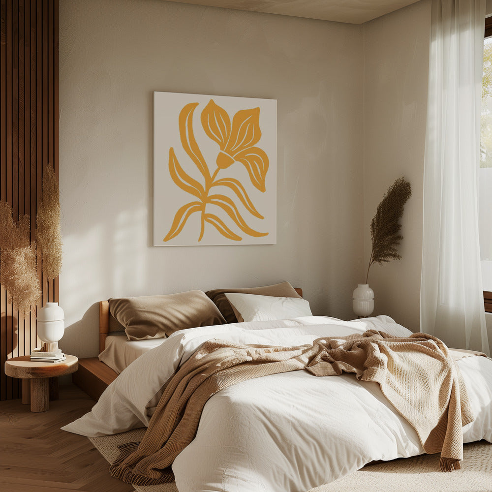 Abstrakte gelbe stilisierte Tulpe | Leinwand