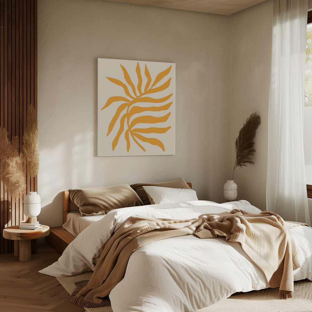 Gelbe Silhouette Strukturierter Zweig | Leinwand