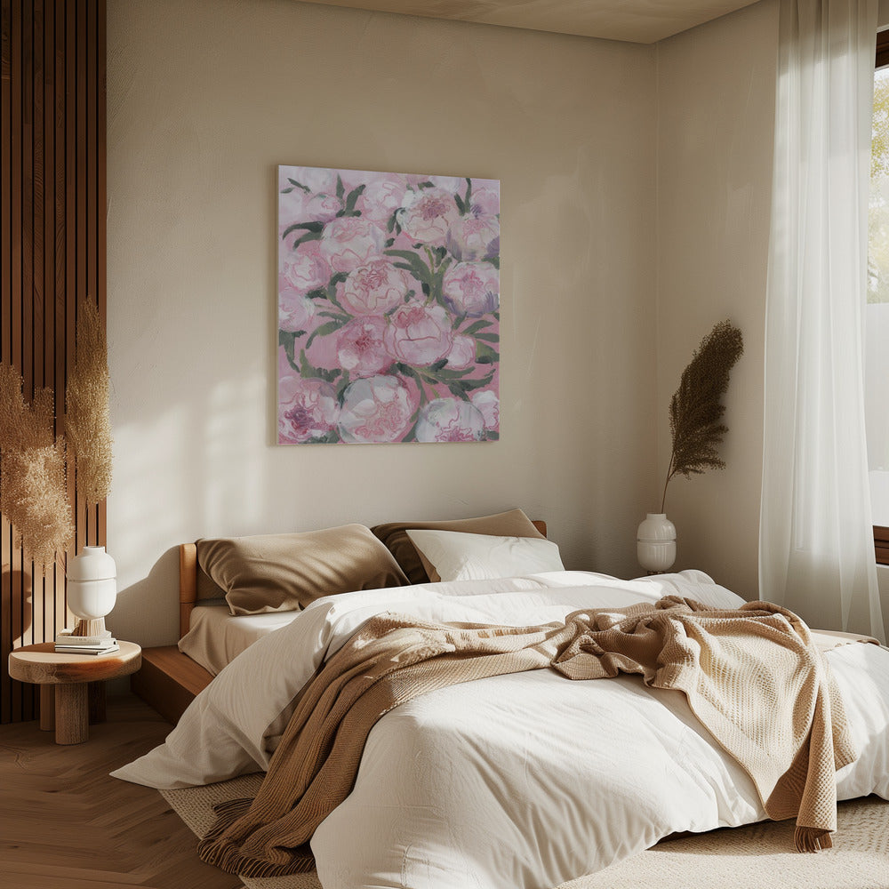 Blumenkomposition aus rosa Pfingstrosen | Leinwand