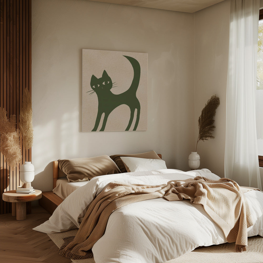 Green cat | Canvas