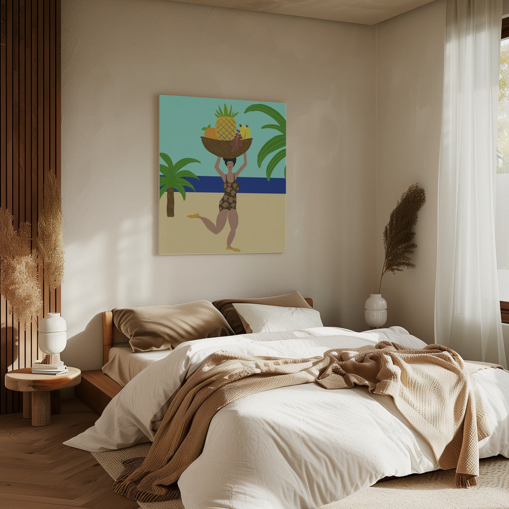 Tropical fruit at the beach | Canvas