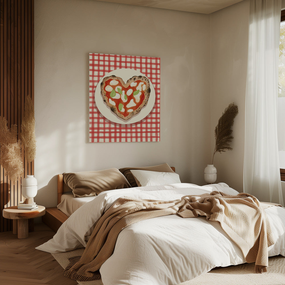 Pizza Herz kariert | Leinwand