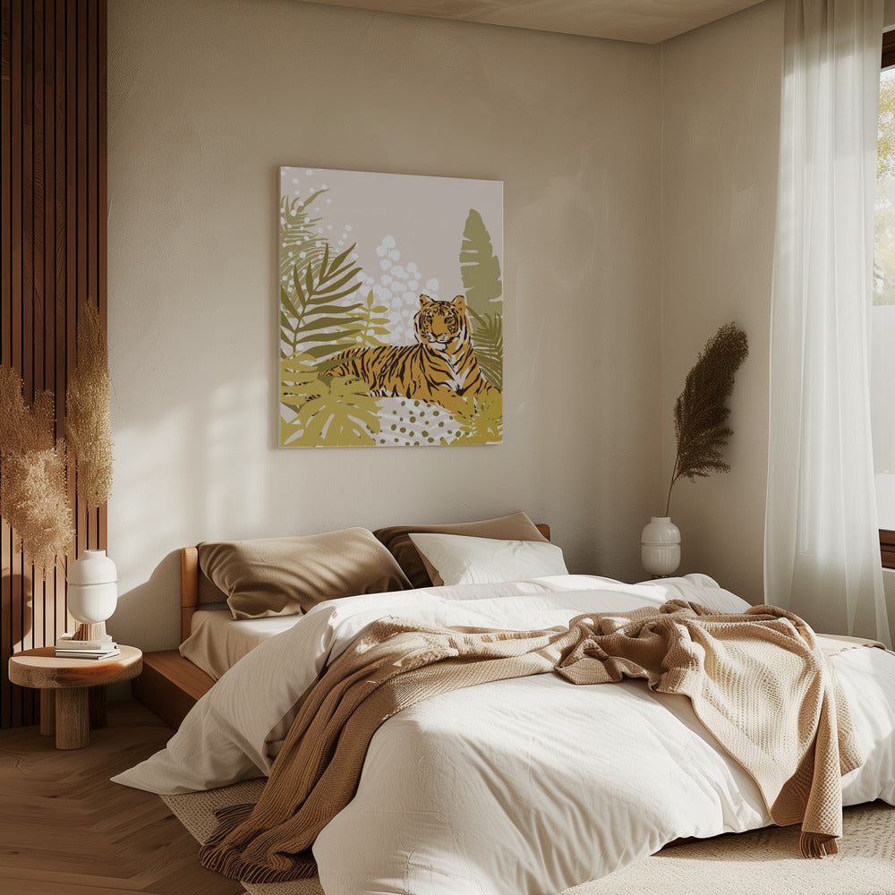 Tiger Laying Down von Cats and Dotz 30 X 42 Zoll | Leinwand