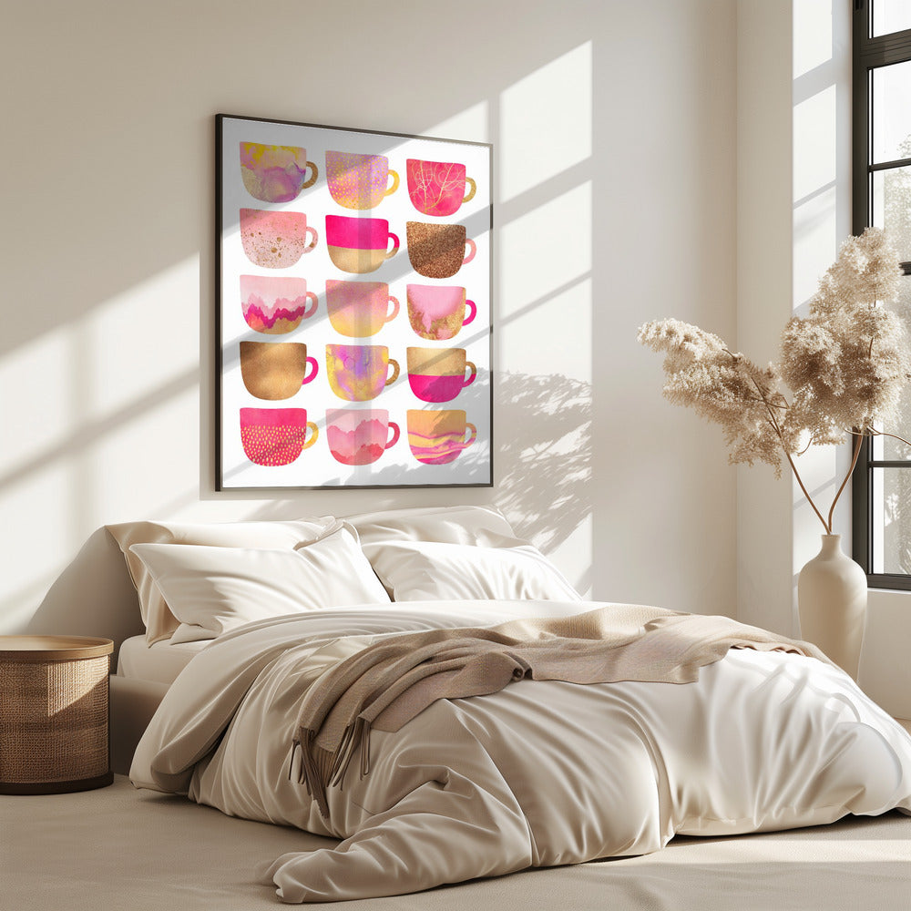 Hübsche rosa Kaffeetassen | Poster
