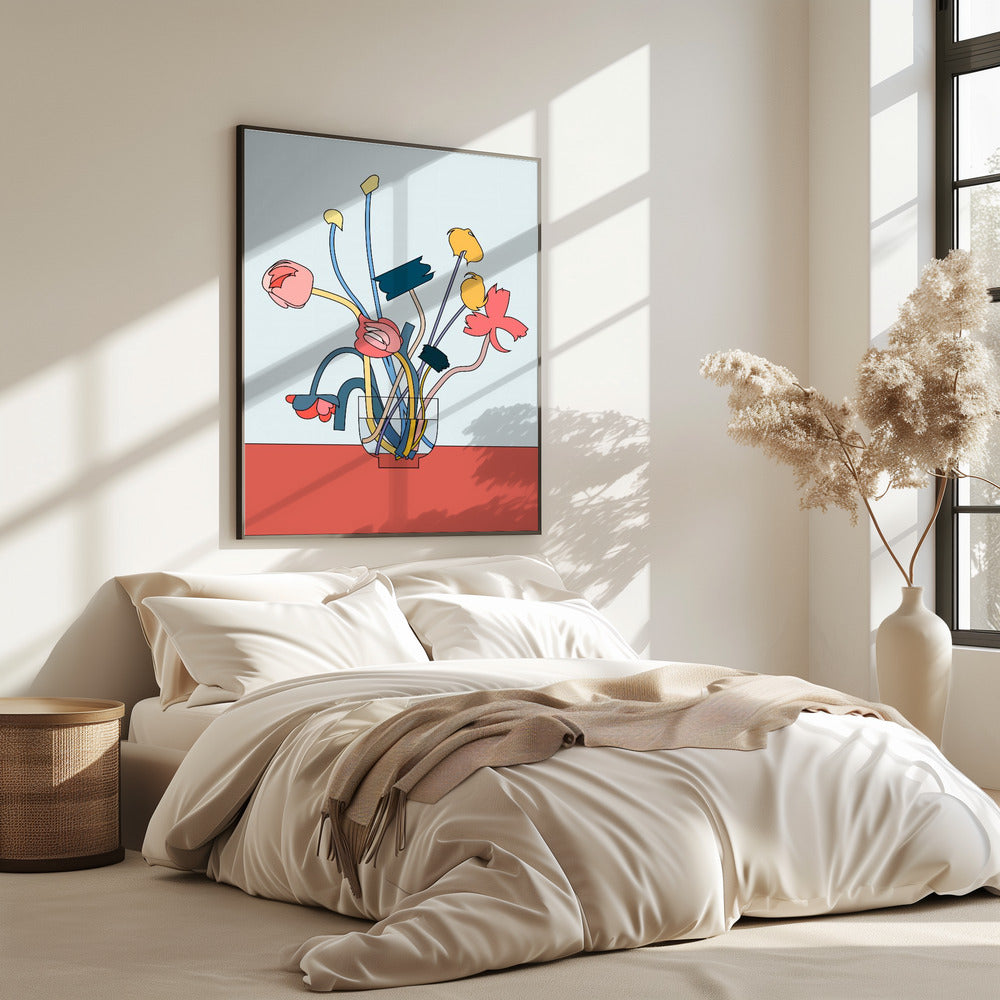 Flowers in a glass vase | Poster