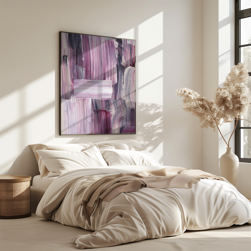 Kräftige Pinselstriche in Violett- und Rosatönen | Poster