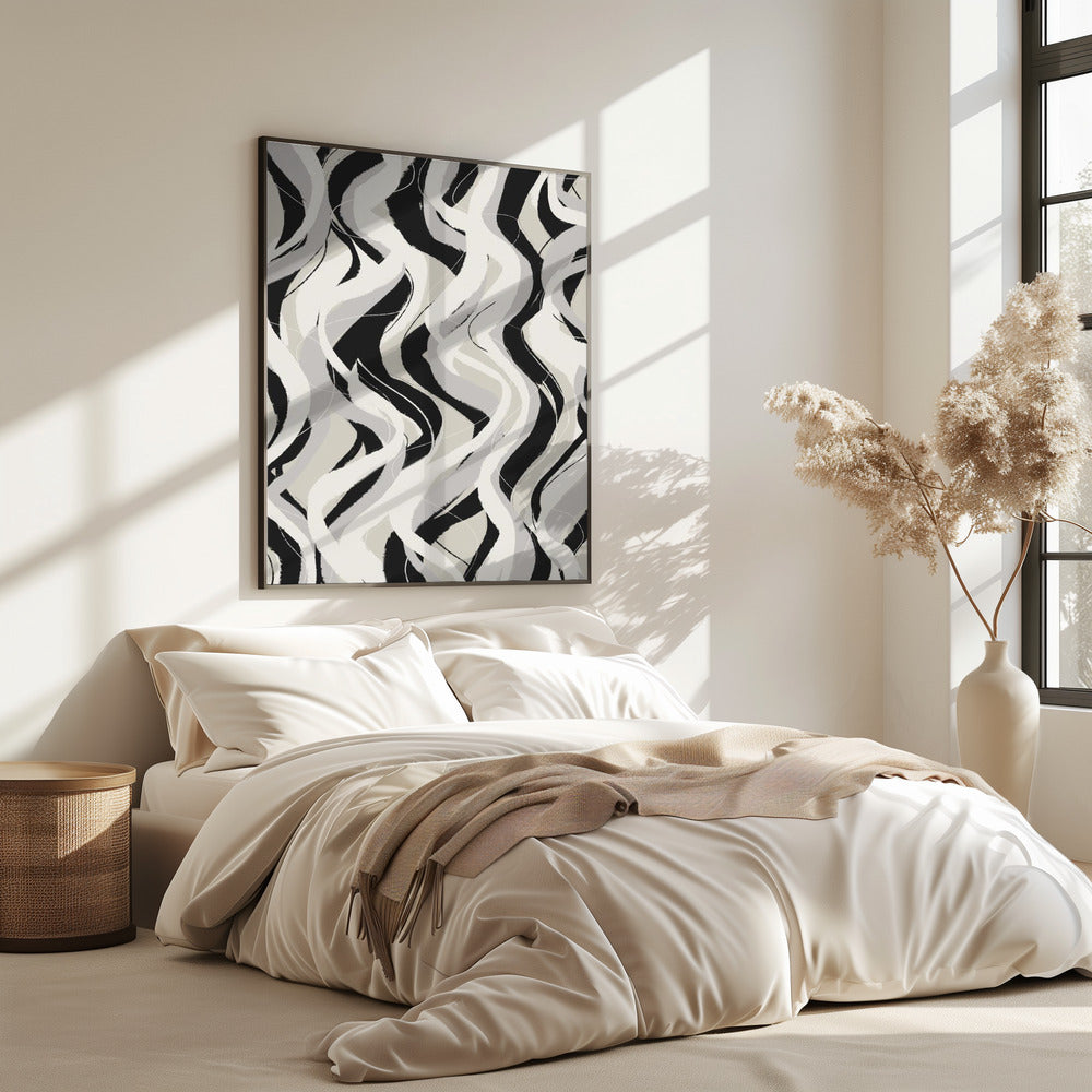 Geschwungene monochrome Wellen | Poster