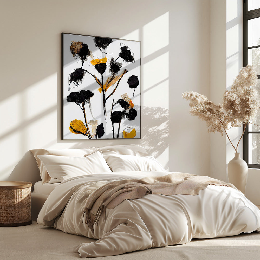 Schwarze Trockenblumen | Poster