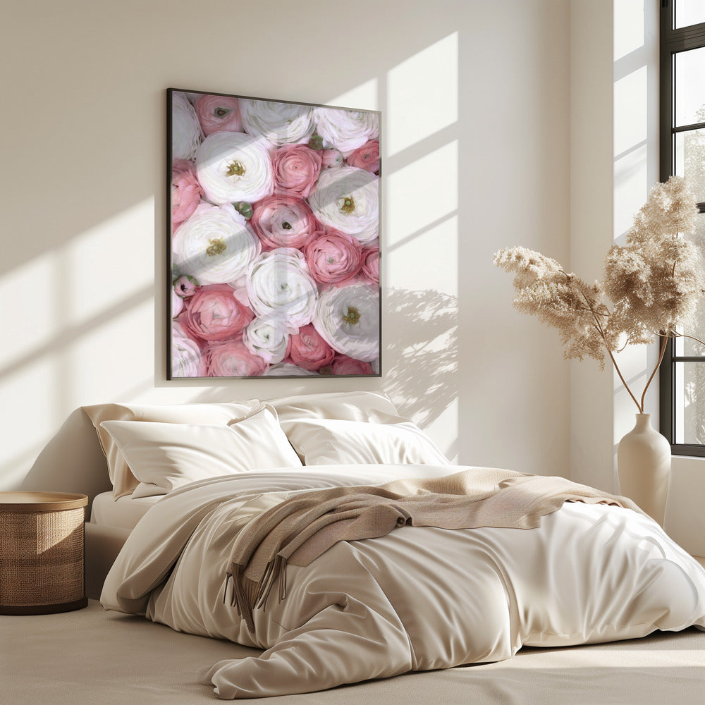 Verstreute Ranunkeln in gedecktem Rosa I | Poster