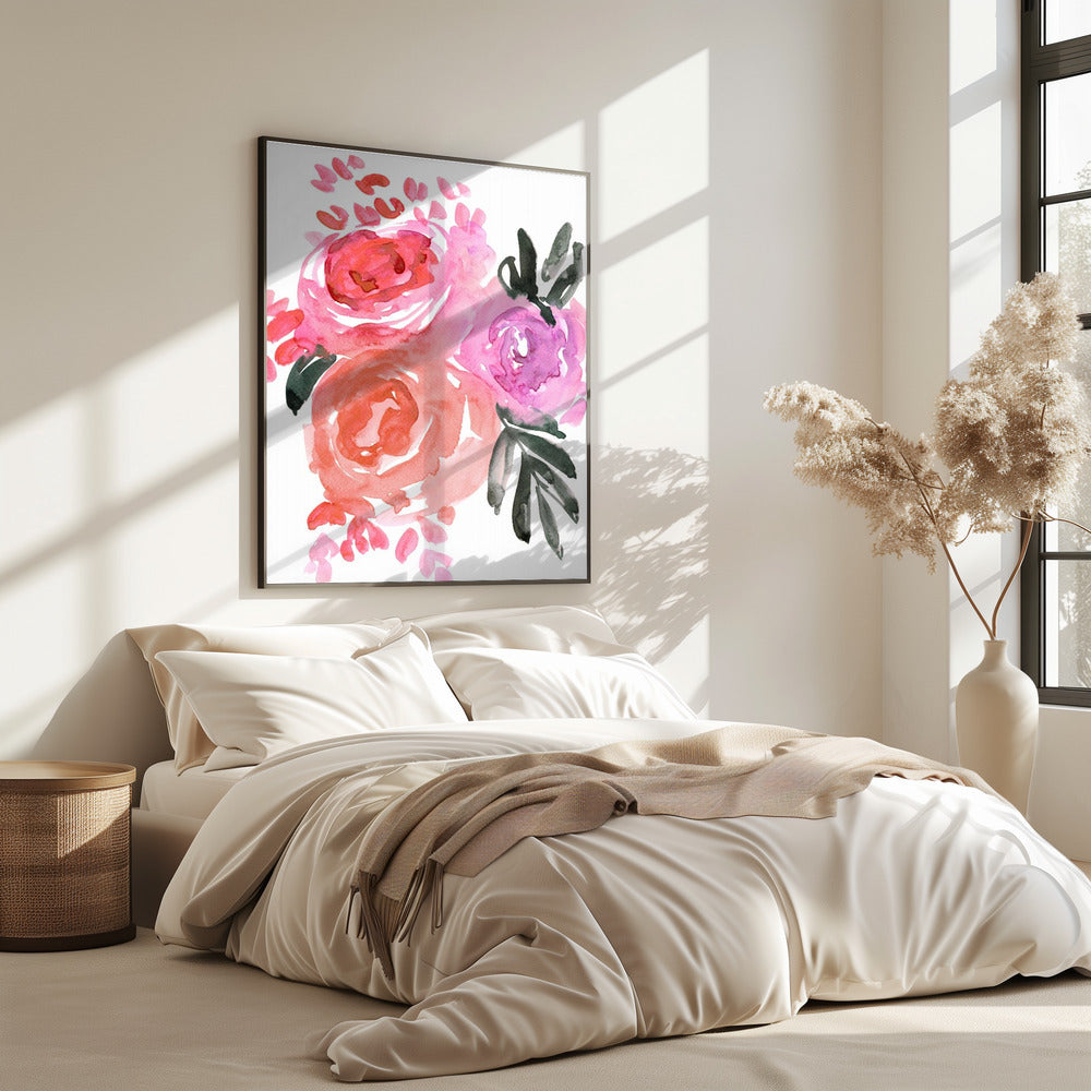 Maeko, lockere Aquarellblumen I | Poster