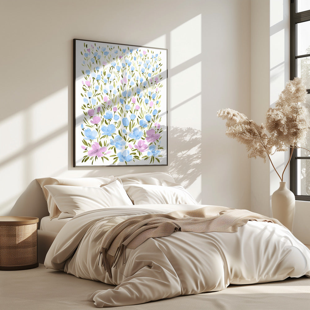 Feld mit lila und blauen Blumen | Poster