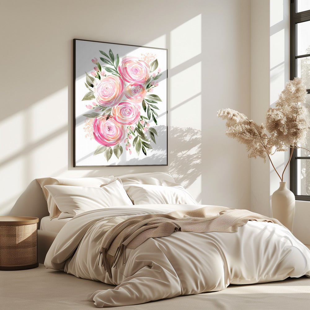 Begonia pink ranunculus bouquet | Poster