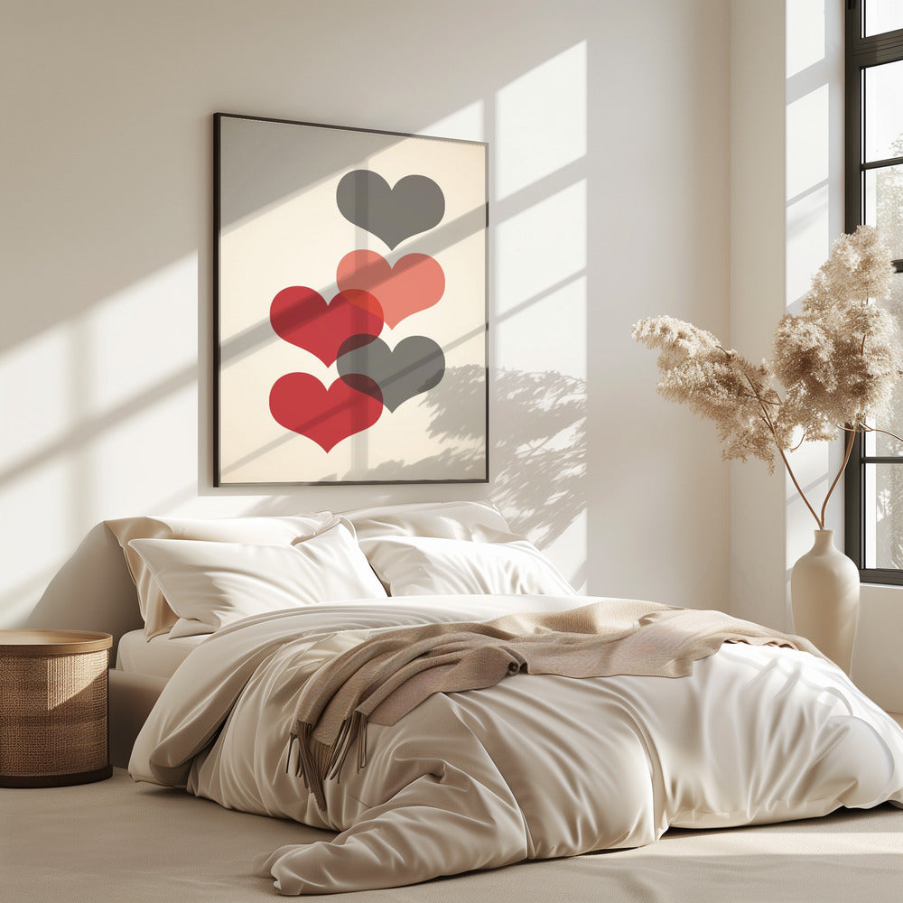 Mid century hearts in red | Poster