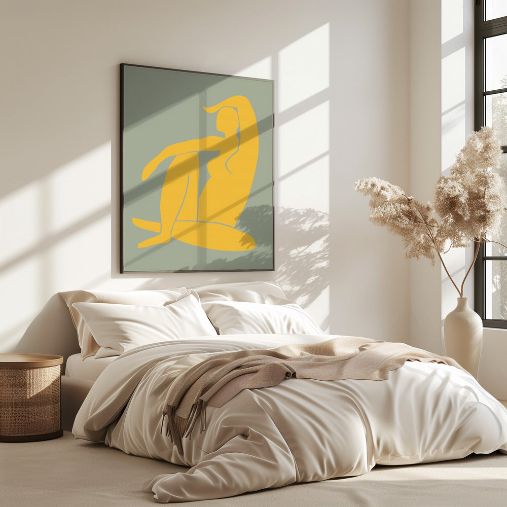 Figur Grün und Gelb Matisse Stil | Poster